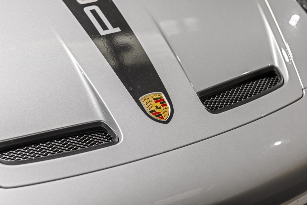 Porsche crest badge on 911 GT3 bonnet
