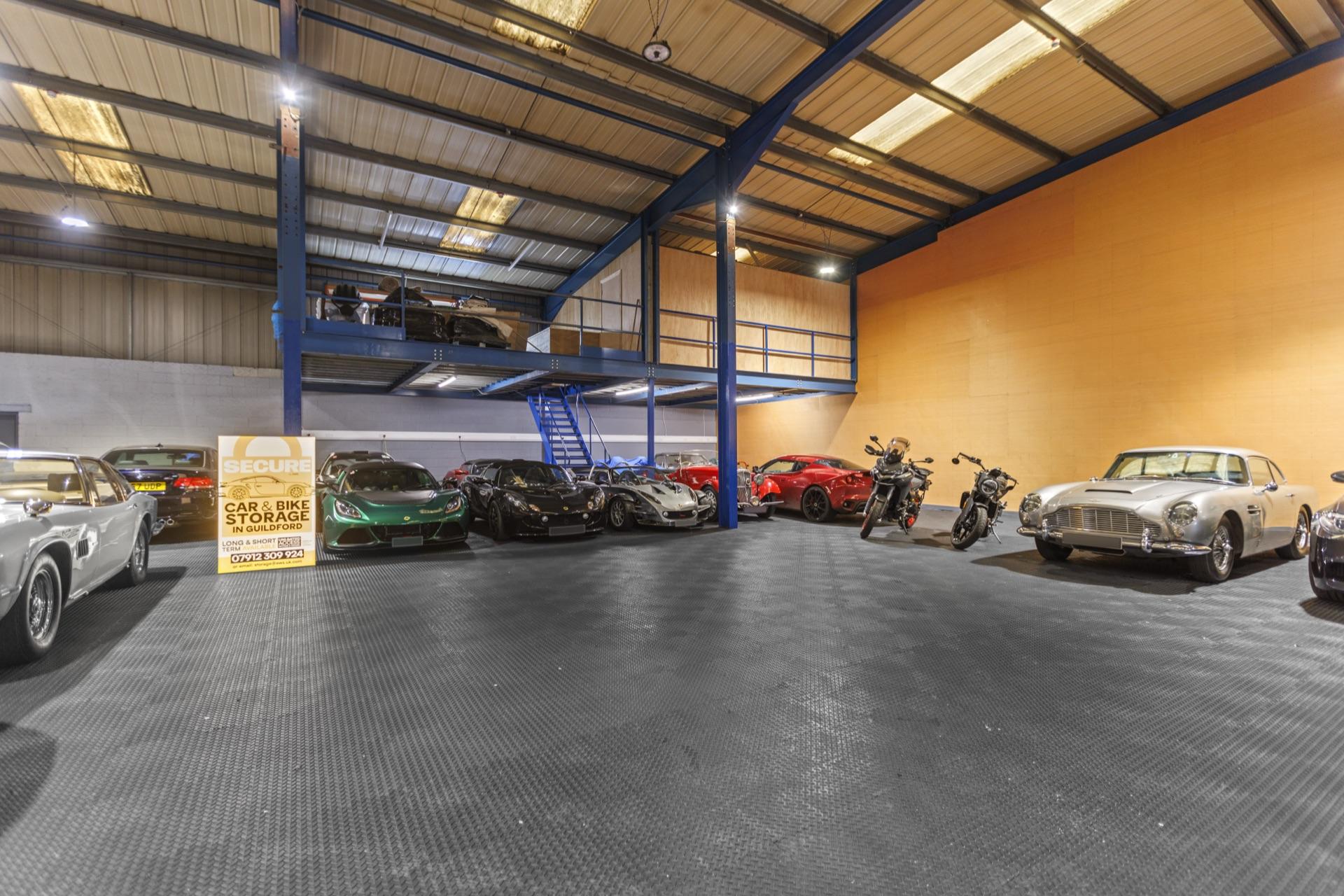 Interior of the premium storage facility with allocated vehicle bays